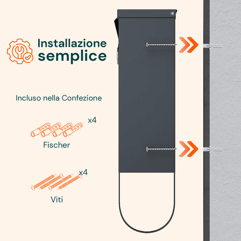 avilia home cassetta postale in acciaio inox con serratura e scomparto giornali ean 8052879011146