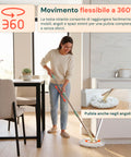 avilia home kit mocio rotante 360 con secchio 14l 46x27x22cm e centrifuga in acciaio include 2 testine in microfibra dosatore sapone e asta telescopica set lavapavimenti universale con ruote e scarico ean 8052879013140
