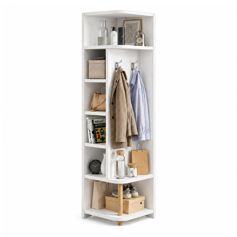 avilia home scaffale angolare in mdf bianco a 7 livelli 180x30x30 cm ad alta capacita di carico ean 8052879010286