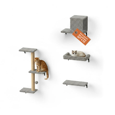 puppy lovers parco giochi verticale da parete per gatti percorso a muro in legno multistrato e sisal naturale parete attrezzata salvaspazio con rivestimento morbido ean 8054806950856