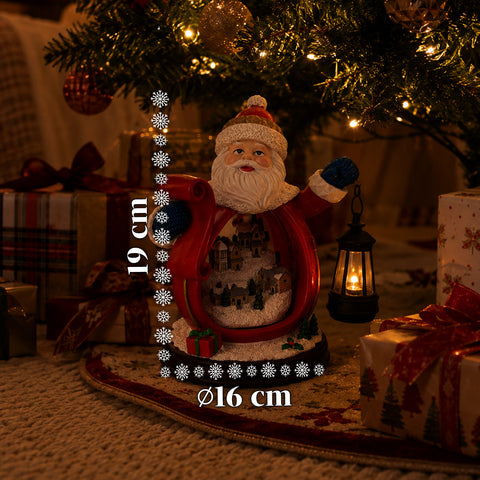 saint joy statuina babbo natale con villaggio e lanterna in resina 16x19 cm ean 8050043128010