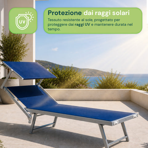 zendea lettino prendisole pieghevole in alluminio e textilene con tettuccio parasole 360 schienale reclinabile e portata 150kg ean 8056819032680