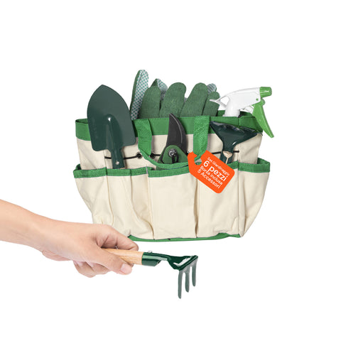 zendea set giardinaggio 6 pezzi con borsa 30x20x15cm e guanti completo per esterni ean 8015361456313