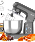 Avilia Impastatrice Planetaria 1500W Ciotola Inox 5L 10 Velocità con Ricettario, Accessori e Funzione Pulse Silver Ean-8056819047578