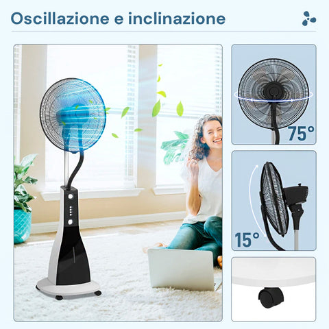 Ventilatore Nebulizzatore a Colonna 90W 3L, 5 Pale, Timer Regolabile Bianco -DCG-Ean-8052780961295
