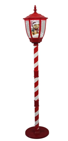 Lampadaire de Noël avec neige soufflée, musique et lumières LED – 4 variantes
