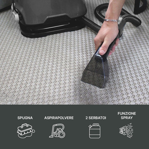 Pulitore Lavatappezzeria Lavamoquette per Tappezzeria Divani Interni Auto 650W Potenza 12kPa con Serbatoi Separati e Getto Acqua Ean-8681438109897
