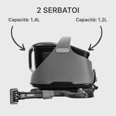 Pulitore Lavatappezzeria Lavamoquette per Tappezzeria Divani Interni Auto 650W Potenza 12kPa con Serbatoi Separati e Getto Acqua Ean-8681438109897
