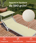Lettino Da Mare Pieghevole Con Parasole In Alluminio 183x61x38cm Beige