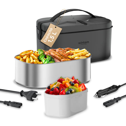 Lunchy+ 3 In 1 Scaldavivande Elettrico 80w In Acciaio Per Casa E Auto