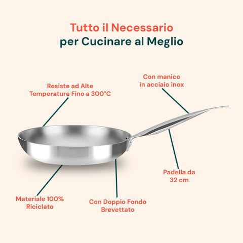 Saltapasta Chef 32 cm – Alluminio Satinato Naturale – Full Induction