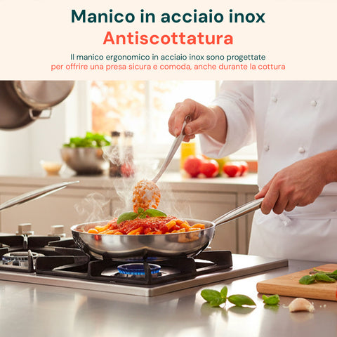 Padella 24 cm in Alluminio 100% Riciclato con Fondo per Induzione