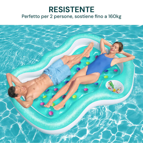 Materasso gonfiabile Bestway resistente fino a 160kg, perfetto per due persone in piscina con massimo comfort