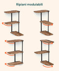 Scaffale a Muro 3 Ripiani da 3Kg Max – Stile Rustico con Design Modulare