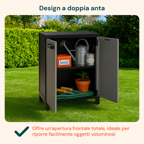Mobile Basso Prime in Plastica Antiumidità 66x40x88 cm per Spazi Ristretti