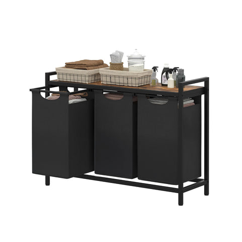 Meuble avec 3 paniers coulissants et une étagère en MDF, peu encombrant et polyvalent, 114L