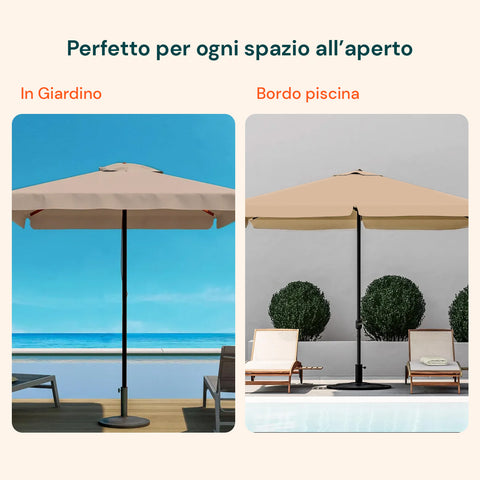 Ombrellone da Giardino 3x3 Regolabile con Snodo Inclinabile e Carrucola