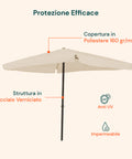 Ombrellone da Giardino 3x3 Regolabile con Snodo Inclinabile e Carrucola