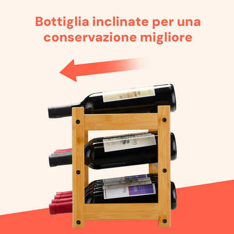 Avilia Organizer Portabottiglie Vino Compatto in Bambù 12 Bottiglie per Spazi Ridotti Ean 8056819052688