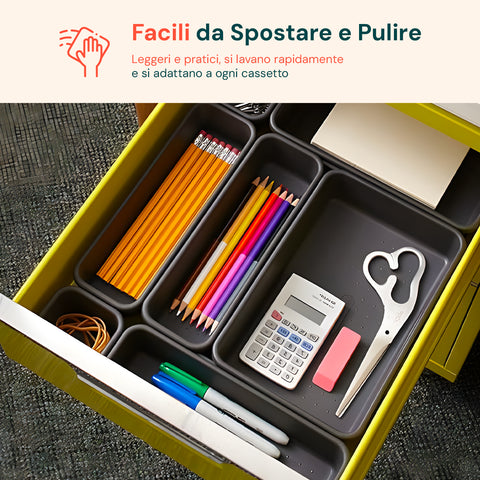 Organizer facili da spostare e pulire, leggeri e pratici che si lavano rapidamente e si adattano a ogni cassetto