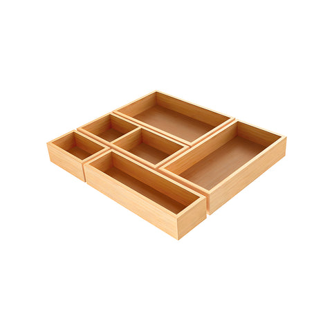 Avilia Set 5 Organizer Contenitori in Bambù Modulabili Salvaspazio Multiuso per Casa e Cucina Ean 8056819050134
