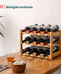 Avilia Organizer Portabottiglie Vino Compatto in Bambù 12 Bottiglie per Spazi Ridotti Ean 8056819052688