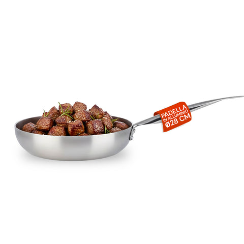 Poêle évasée haute en aluminium avec poignée en acier inoxydable 28 cm