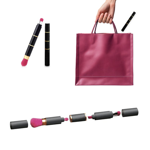Set completo pennello makeup multiuso 4 in 1 con borsa regalo rosa, kit trucco professionale portatile per fondotinta cipria ombretto