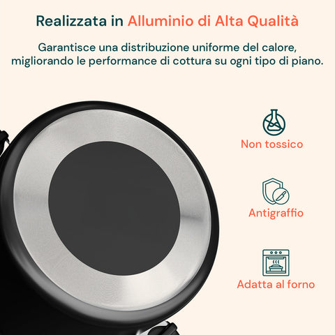 Pentola Con Scolapasta Antiaderente In Alluminio 22cm 5l