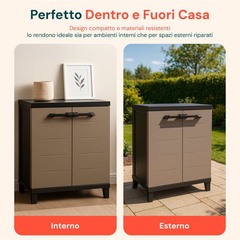 Mobile Basso Prime in Plastica Antiumidità 66x40x88 cm per Spazi Ristretti