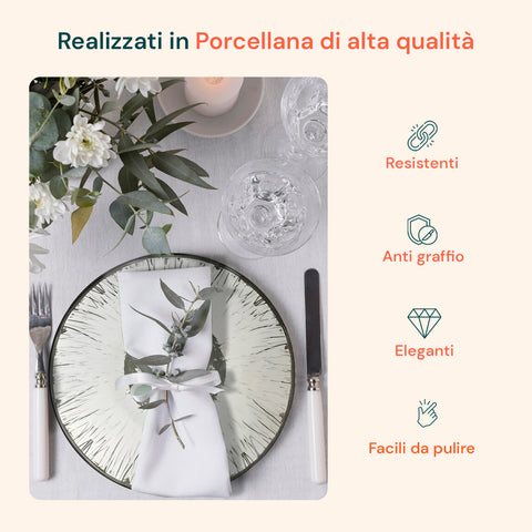 Servizio Piatti 18 Pezzi In Porcellana Decoro Corolla Per 6 Posti Tavola