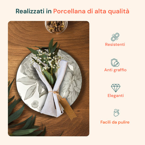 Servizio Piatti 18 Pezzi Decoro Bouquet In Porcellana Per 6 Posti Tavola