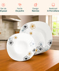 Servizio tavola Avilia set da 18 pezzi facile da pulire con design Narciso, realizzato in porcellana di qualità, cucina moderna elegante