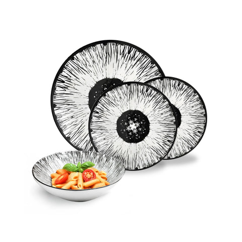 Service de vaisselle 18 pièces en porcelaine décor Corolla pour 6 couverts