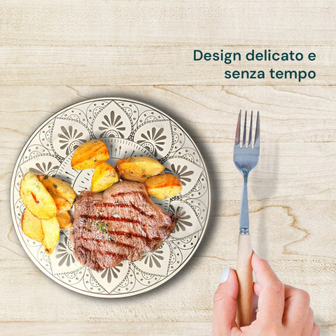 Servizio Piatti 18 Pezzi In Porcellana Decorazione Mandala Per 6 Posti Tavola