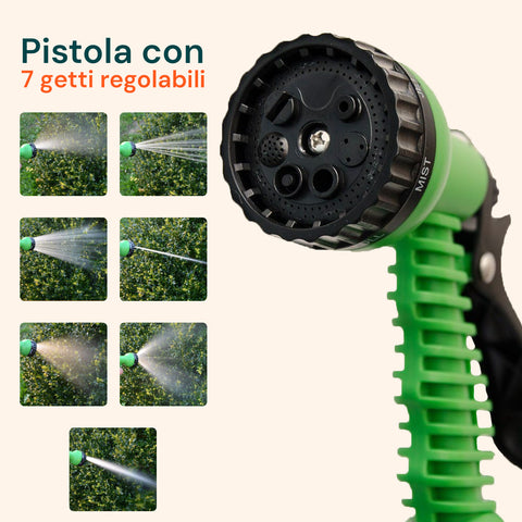 Mahuka Tubo Estensibile Da Giardino 15m Con Pistola Con 7 Regolazioni E Dispenser