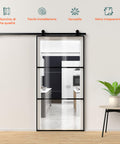 Porta Scorrevole Con Vetro Trasparente E Struttura In Alluminio 96x220cm Nero