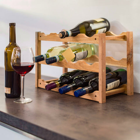 Avilia Organizer Portabottiglie Vino Compatto in Bambù 12 Bottiglie per Spazi Ridotti Ean 8056819052688