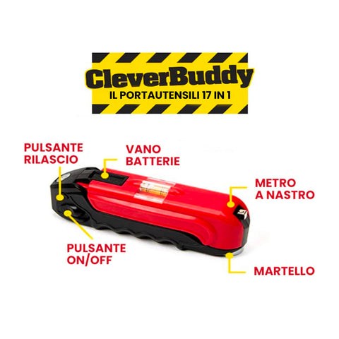 Strumento Multifunzione 17 in 1 Compatto con Luce, Cacciavite, 12 punte, Metro, Martello e Livella Ean-8717931725507