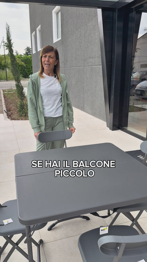Set Tavolo Pieghevole a Valigetta con 4 Sedie in Acciaio Verniciato Antracite Horeca Ean-8023755053482