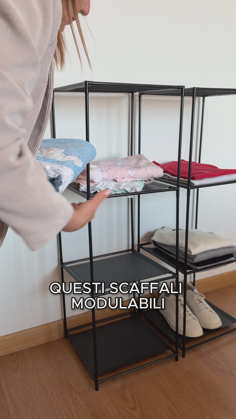 Avilia-Scaffali Modulari 3 Ripiani in Stoffa-Set 2 Pezzi Altezza Regolabile 98x34x34cm Ean 8056819050196