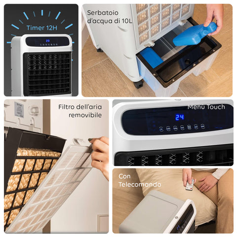 Wintem Raffrescatore Multifunzione Breeze 4 in 1 Riscaldamento, Deumidificazione, Purificazione Aria  80W-2000W con Timer, Telecomando e Ruote Ean-8052286430974