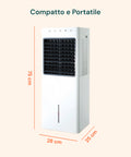 Raffrescatore d'aria compatto e portatile con dimensioni 75x28x25cm - Condizionatore evaporativo con tanica da 8L, pannello touch e telecomando, design salvaspazio ideale per casa e ufficio