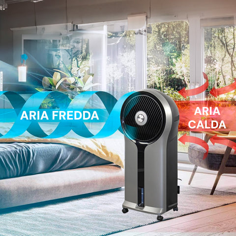 Raffrescatore Evaporativo ad Acqua 110W Portatile Silenzioso Serbatoio 5,5L Nero DCG Ean-8052780965347