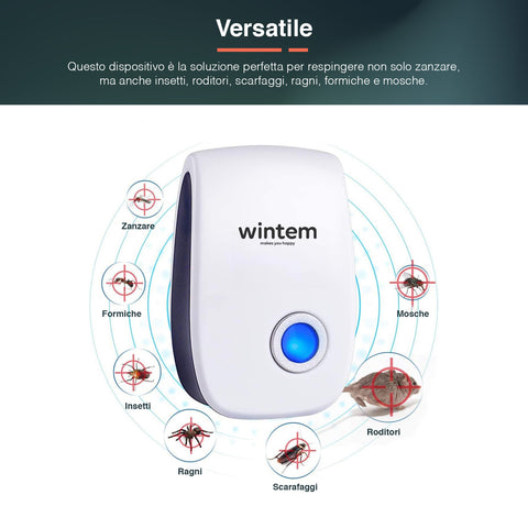 Wintem Repellente Ultrasuoni Elettrico Non Tossico per Zanzare, Topi e Insetti fino a 12 mq - Set da 6 Ean-8052286430813