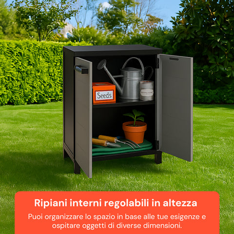 Mobile Basso Prime in Plastica Antiumidità 66x40x88 cm per Spazi Ristretti