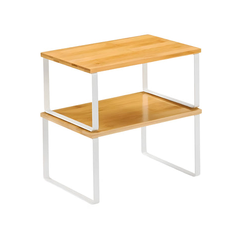 Avilia Set 2 Ripiani in Bambù con Struttura in Metallo Effetto Legno Design Moderno Salvaspazio e Multiuso Ean 8056819050103