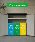 Set completo sacchetti raccolta differenziata in materiale lavabile - Borse riutilizzabili colorate con simboli riciclo per separare vetro, plastica e carta