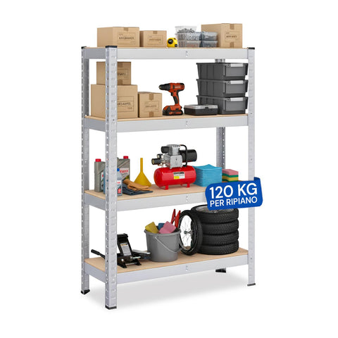 Étagère Modulaire avec Structure en Métal et 4-5 Étagères en MDF Résistantes
