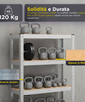 Scaffale Modulare con Struttura in Metallo e 4-5 Ripiani MDF Resistenti